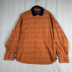 Paul Fredrick Men Shirt XL Slim Fit Finest Cotton Orange